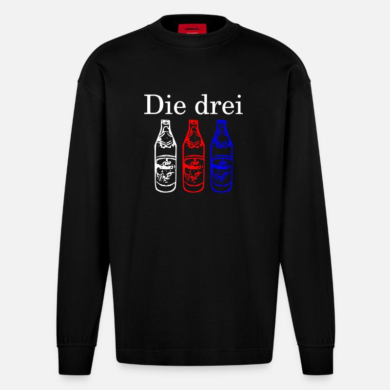 Die Drei Flaschen - hell - Heavyweight Oversized Organic Langarmshirt Made in EU - SOLID BLACK