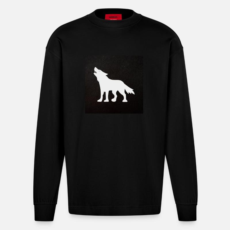 Wolf - Heavyweight Oversized Organic Langarmshirt Made in EU - SOLID BLACK