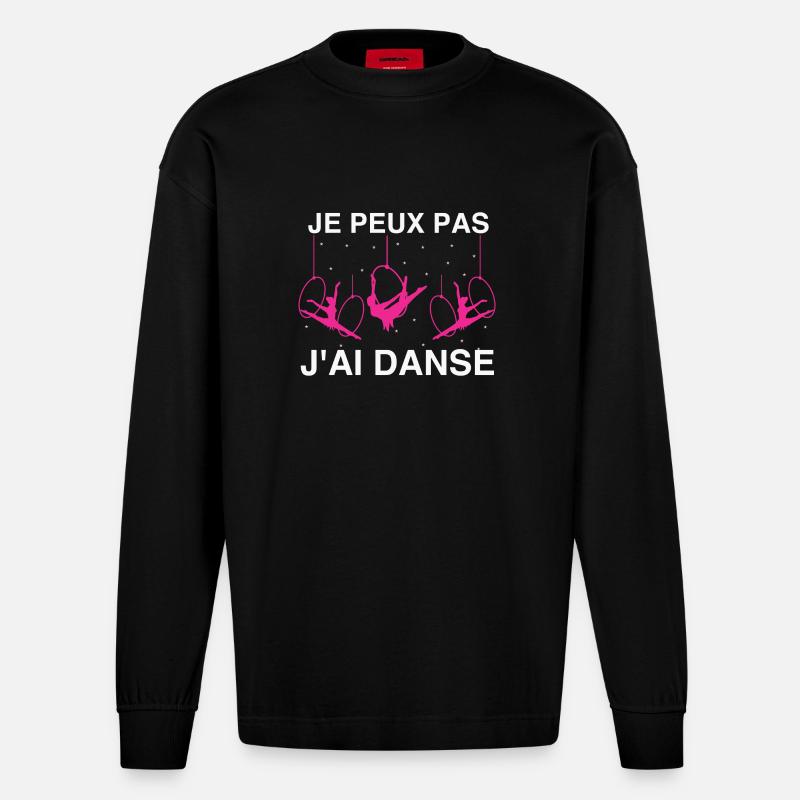 I can't I danced - Heavyweight Oversized Organic Longsleeve Shirt Made in EU - SOLID BLACK