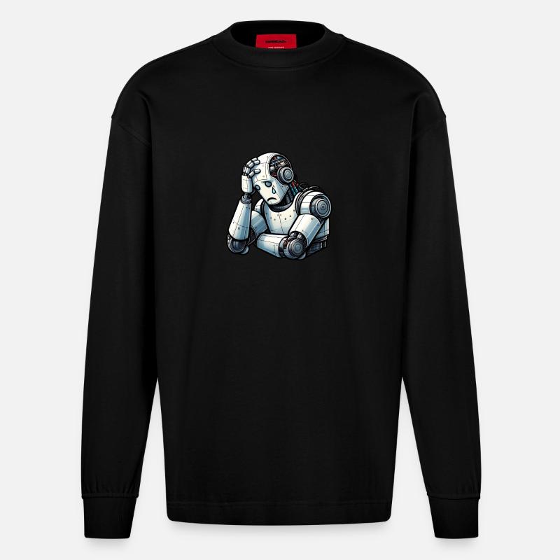 Ängstlicher Roboter - Heavyweight Oversized Organic Langarmshirt Made in EU - SOLID BLACK