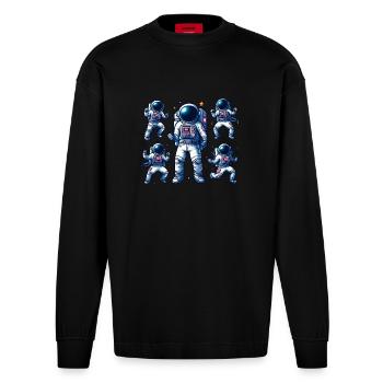 Voyage Spatial - Astroanut Lune Planet - Manches longues bio épais oversize fabriqué en UE - SOLID BLACK - Devant