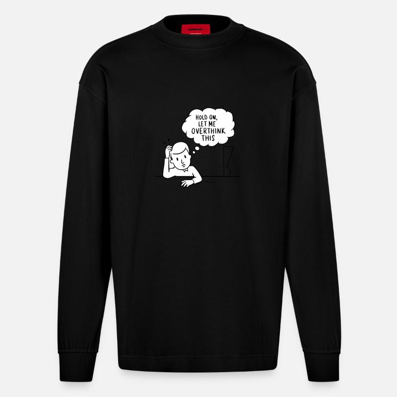 Overthink-Modus aktiviert - Heavyweight Oversized Organic Langarmshirt Made in EU - SOLID BLACK