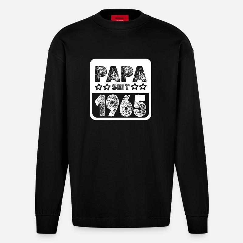 Papa 1965 - Manches longues bio épais oversize fabriqué en UE - SOLID BLACK