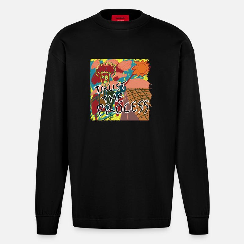 Trust the process - Heavyweight Oversized Organic Langarmshirt Made in EU - SOLID BLACK