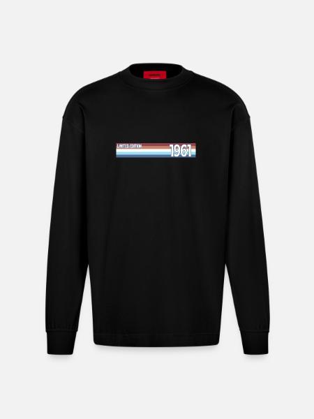 Retro 1961 Limited Edition - Heavyweight Oversized Organic Longsleeve Shirt Made in EU - SOLID BLACK