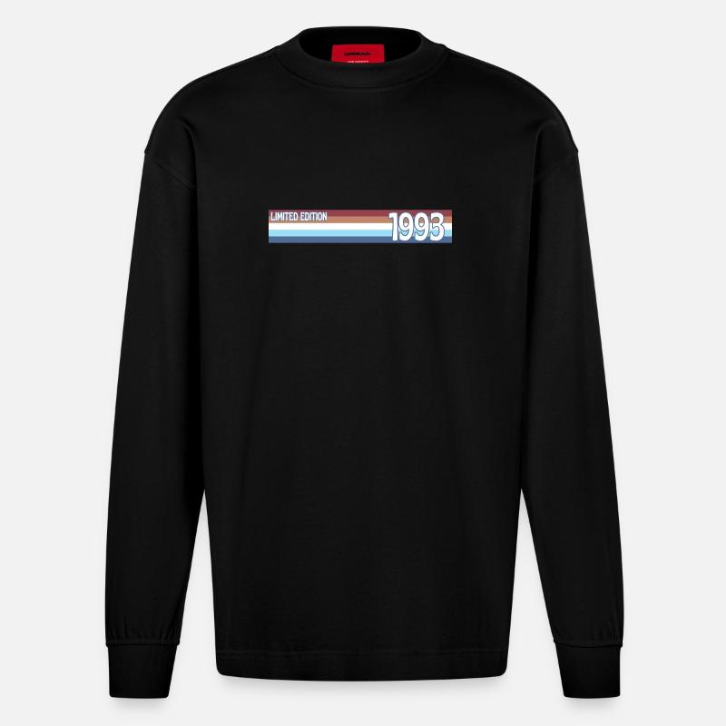 Retro 1993 Limitierte Auflage - Heavyweight Oversized Organic Langarmshirt Made in EU - SOLID BLACK