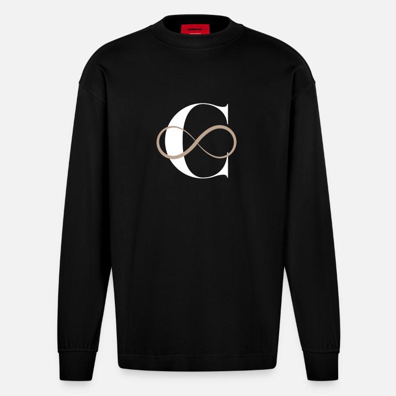 Unendlicher Buchstabe c - Heavyweight Oversized Organic Langarmshirt Made in EU - SOLID BLACK