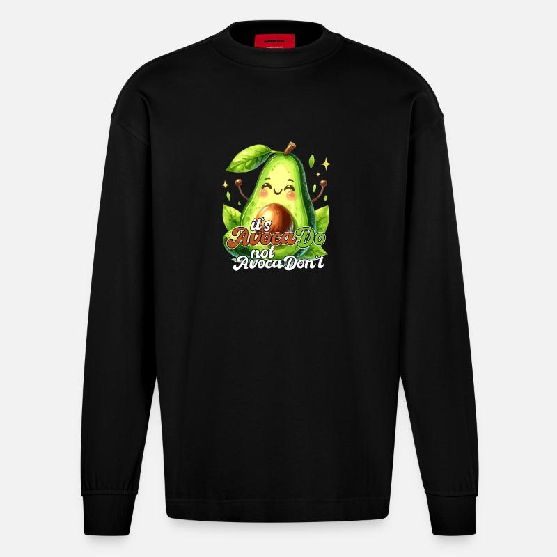 Happy Avocado its AvocaDo Design - Heavyweight Oversized Organic Langarmshirt Made in EU - SOLID BLACK