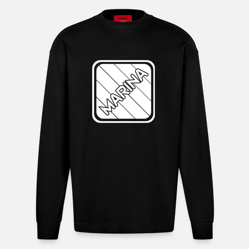 Cadeau pour Marina - Manches longues bio épais oversize fabriqué en UE - SOLID BLACK
