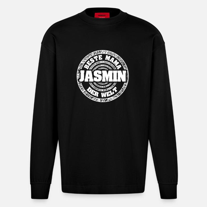 Jasmin als Mutter - Heavyweight Oversized Organic Langarmshirt Made in EU - SOLID BLACK