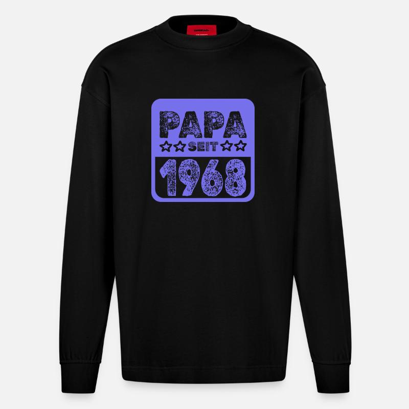 seit 1968 - Heavyweight Oversized Organic Langarmshirt Made in EU - SOLID BLACK