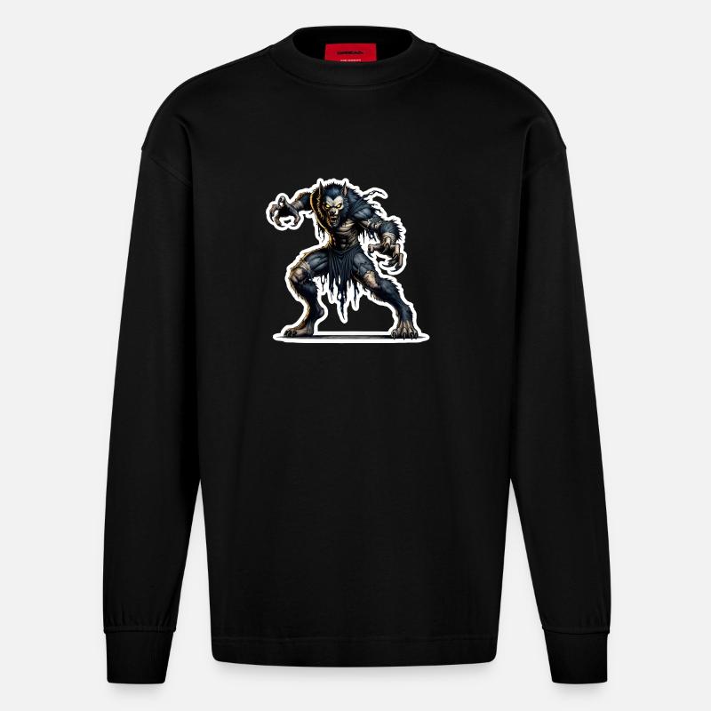 Werwolf - Heavyweight Oversized Organic Langarmshirt Made in EU - SOLID BLACK