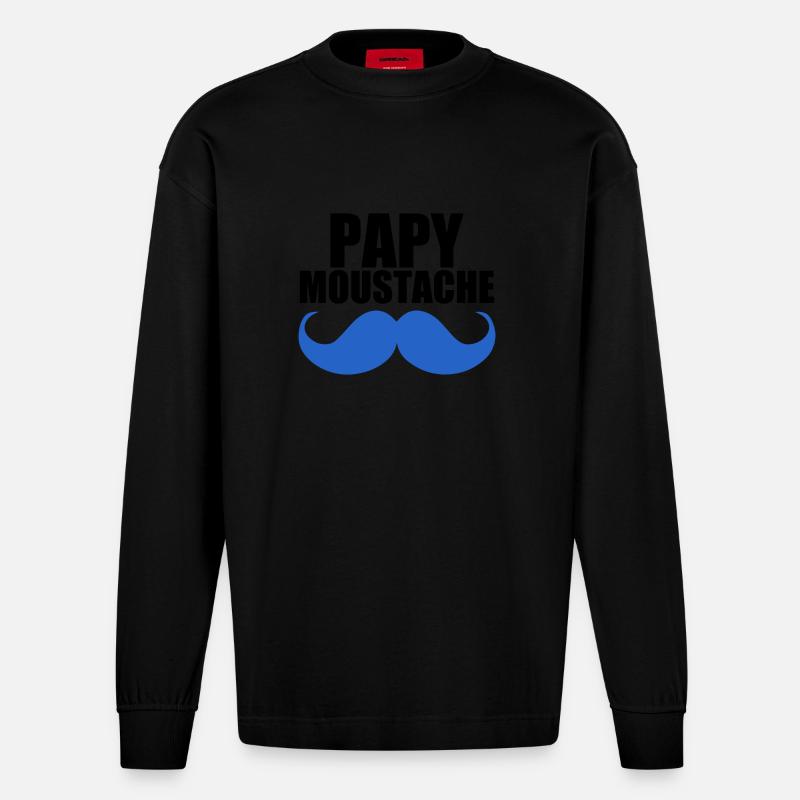 Opa Schnurrbart - Heavyweight Oversized Organic Langarmshirt Made in EU - SOLID BLACK