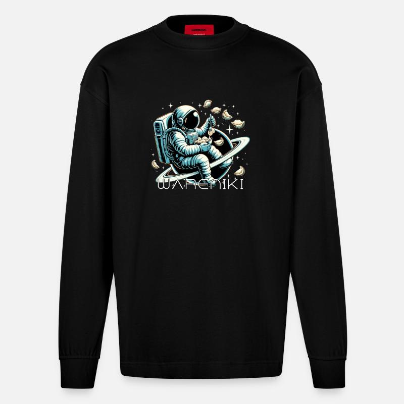 Wareniki Astronaut lecker Geschenk - Heavyweight Oversized Organic Langarmshirt Made in EU - SOLID BLACK