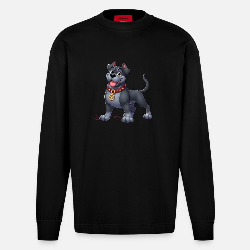 Cane Corso - Heavyweight Oversized Organic Langarmshirt Made in EU - SOLID BLACK