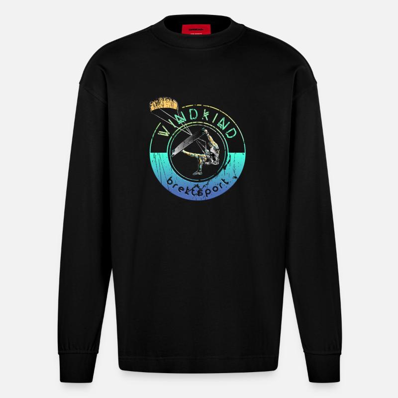 Kitesurfer Windkind 2 0 - Heavyweight Oversized Organic Langarmshirt Made in EU - SOLID BLACK