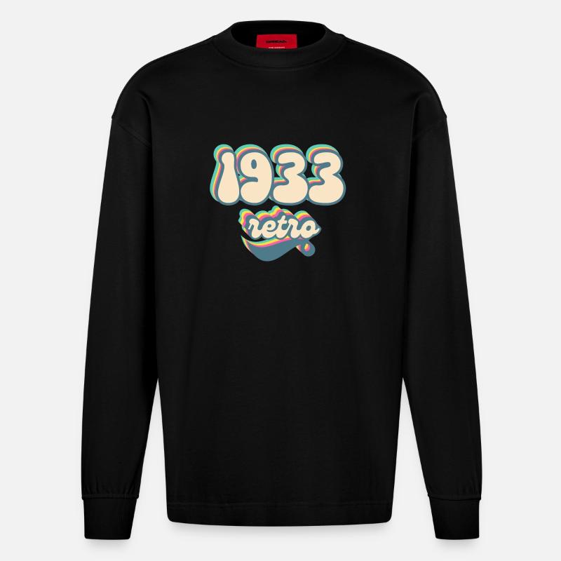 1933 Retro Geschenkidee - Heavyweight Oversized Organic Langarmshirt Made in EU - SOLID BLACK