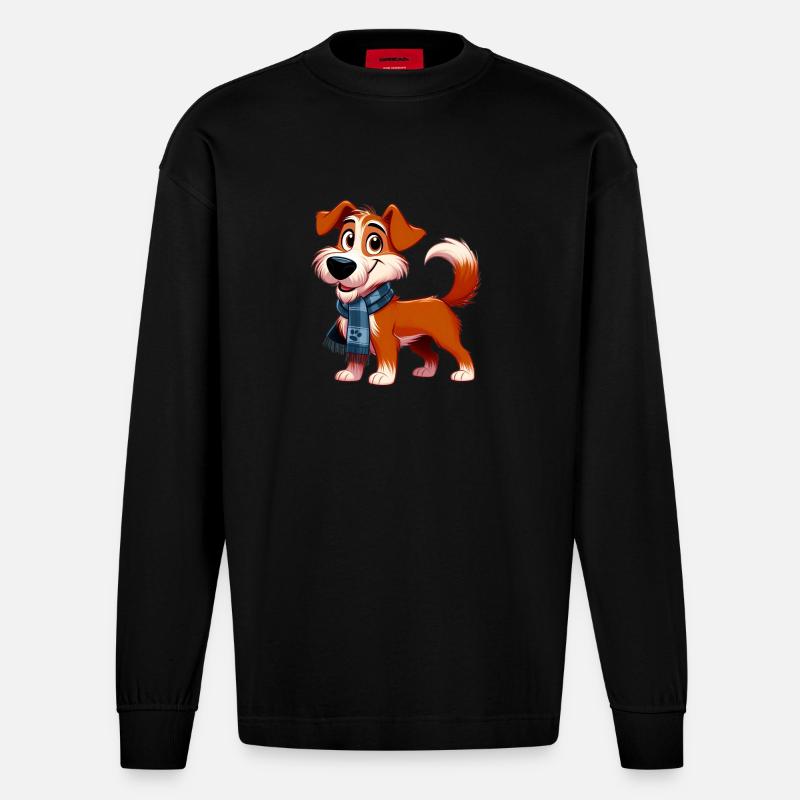 fox terrier 7 - Manches longues bio épais oversize fabriqué en UE - SOLID BLACK