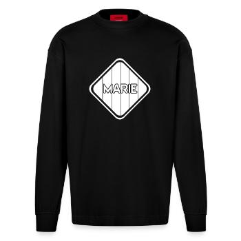 Marie - Heavyweight Oversized Organic Langarmshirt Made in EU - SOLID BLACK - Vorne