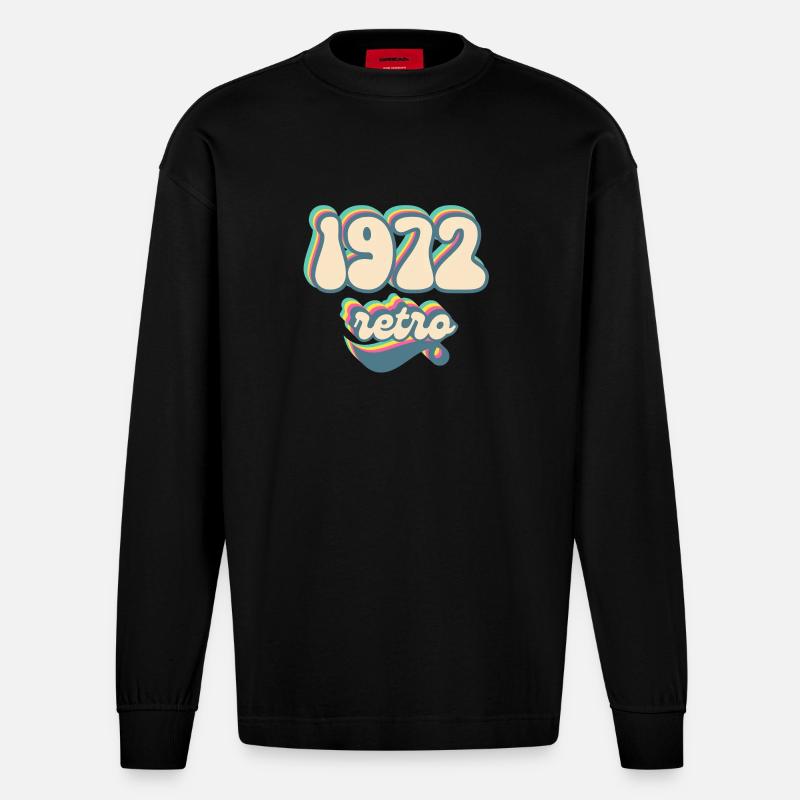 1972 Retro Geschenkidee - Heavyweight Oversized Organic Langarmshirt Made in EU - SOLID BLACK