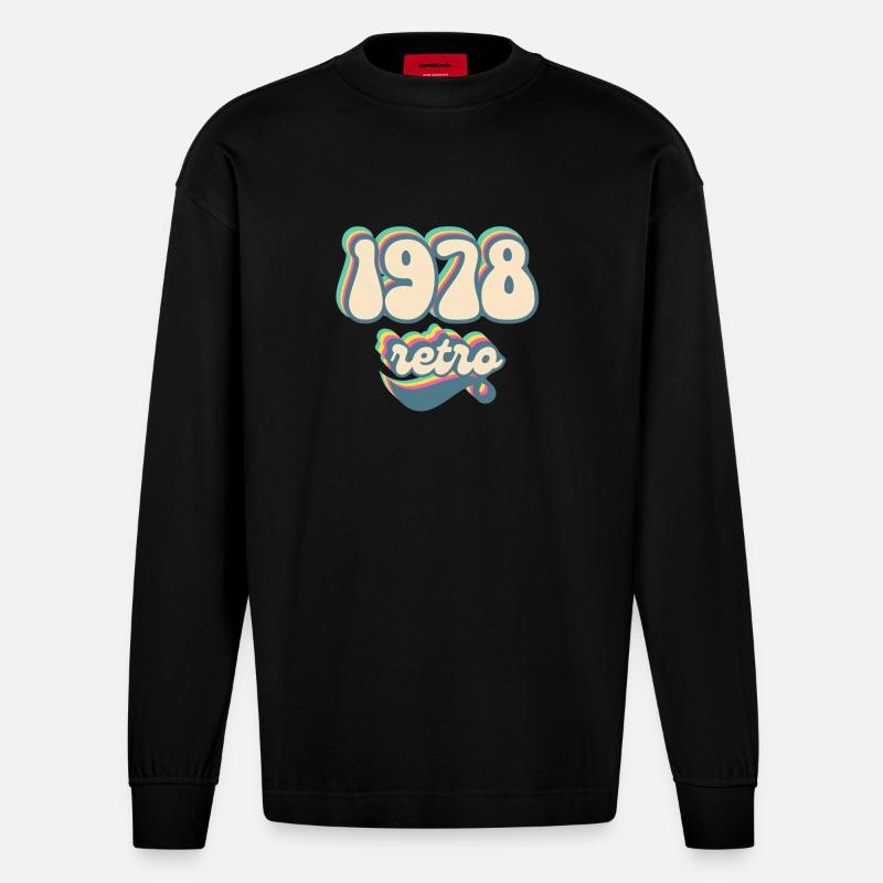 1978 Retro Geschenkidee - Heavyweight Oversized Organic Langarmshirt Made in EU - SOLID BLACK