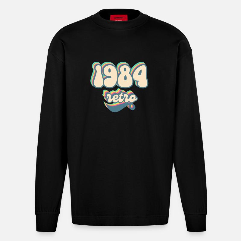 1984 Retro Geschenkidee - Heavyweight Oversized Organic Langarmshirt Made in EU - SOLID BLACK