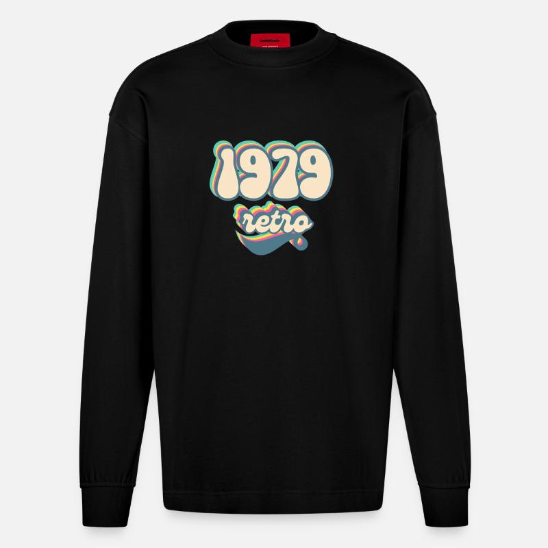 1979 Retro Geschenkidee - Heavyweight Oversized Organic Langarmshirt Made in EU - SOLID BLACK