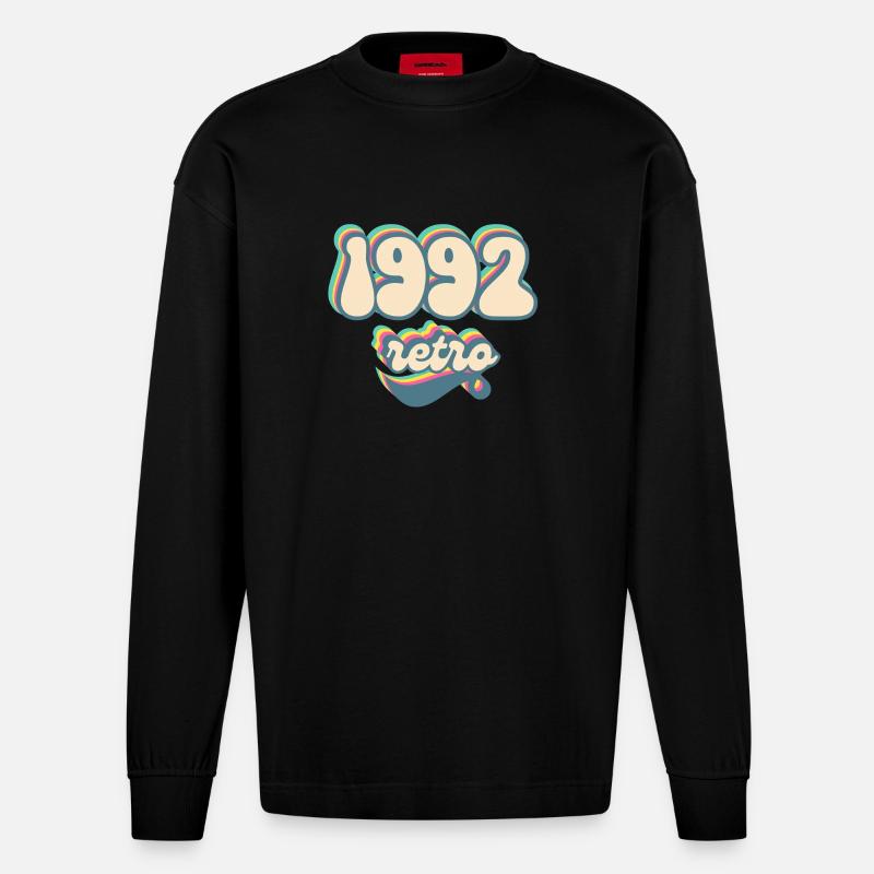 1992 Retro Geschenkidee - Heavyweight Oversized Organic Langarmshirt Made in EU - SOLID BLACK