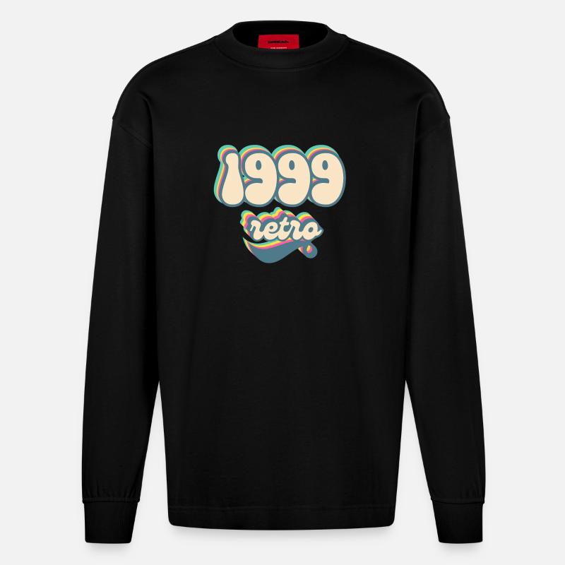 1999 Retro Geschenkidee - Heavyweight Oversized Organic Langarmshirt Made in EU - SOLID BLACK