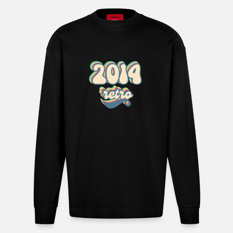 2014 Retro Geschenkidee - Heavyweight Oversized Organic Langarmshirt Made in EU - SOLID BLACK