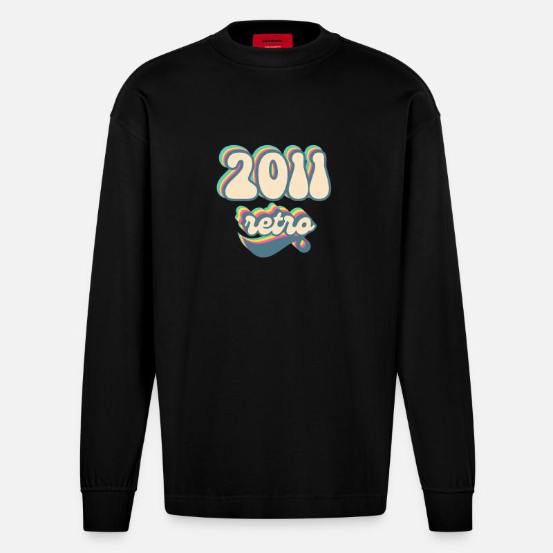 2011 Retro Geschenkidee - Heavyweight Oversized Organic Langarmshirt Made in EU - SOLID BLACK