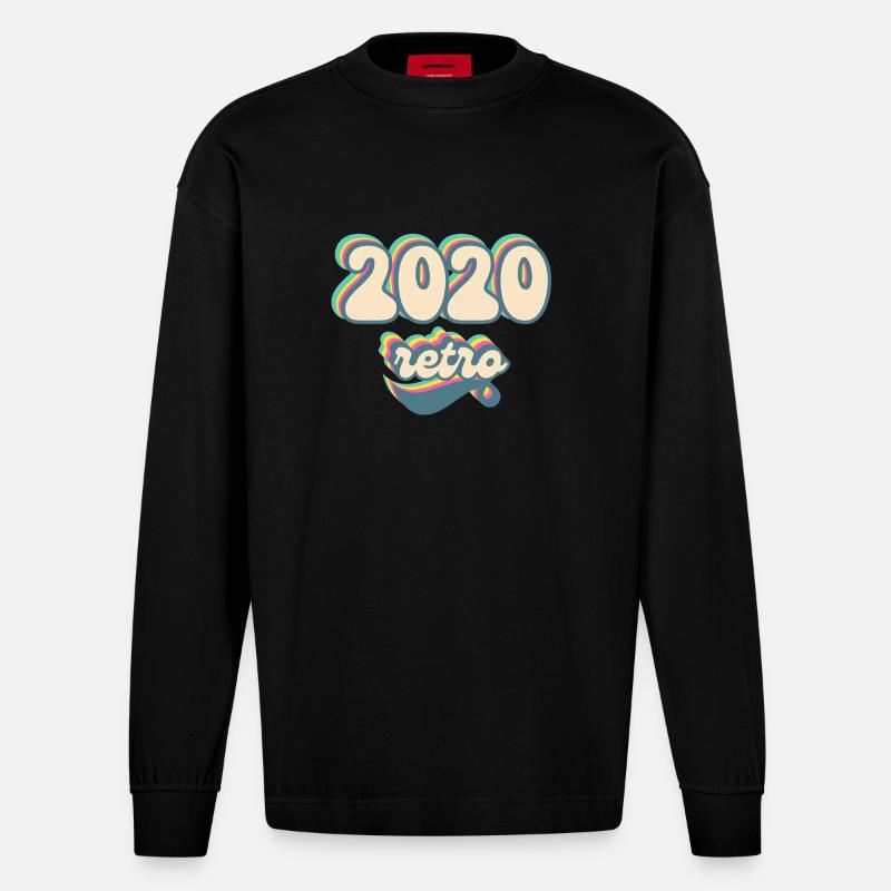 2020 Retro Geschenkidee - Heavyweight Oversized Organic Langarmshirt Made in EU - SOLID BLACK