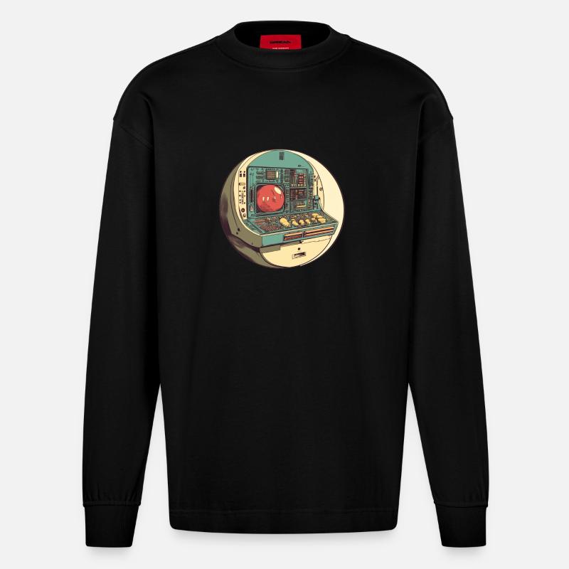 Retro-Computer: Die Anfänge der Technik! - Heavyweight Oversized Organic Langarmshirt Made in EU - SOLID BLACK