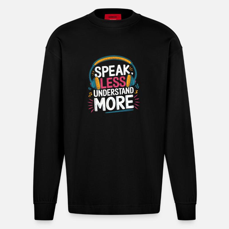 Harmonie in der Stille - Heavyweight Oversized Organic Langarmshirt Made in EU - SOLID BLACK