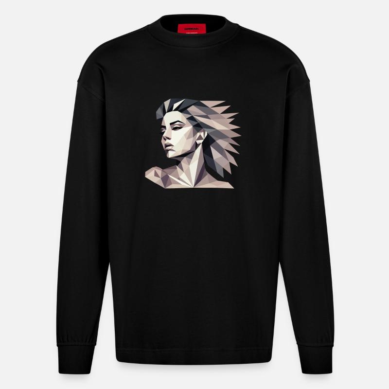 Design "Triangular reflect" - Heavyweight Oversized Organic Longsleeve Shirt Made in EU - SOLID BLACK