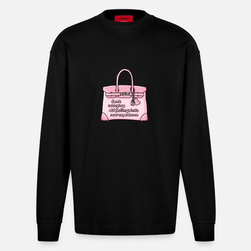 Alte Gefühle Tasche - Heavyweight Oversized Organic Langarmshirt Made in EU - SOLID BLACK