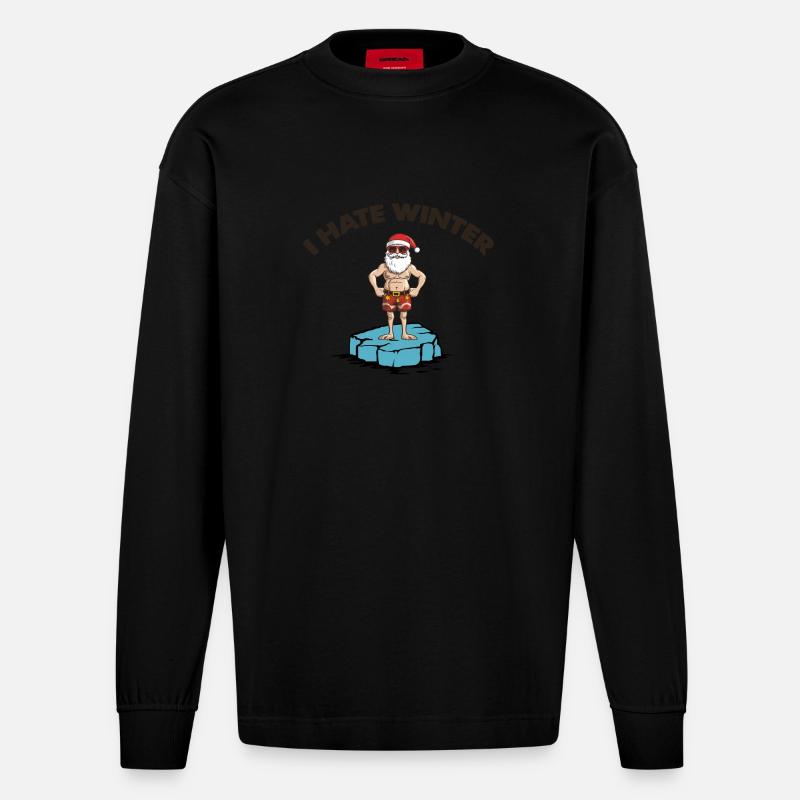 weihnachtsmann eisscholle winter - Heavyweight Oversized Organic Langarmshirt Made in EU - SOLID BLACK