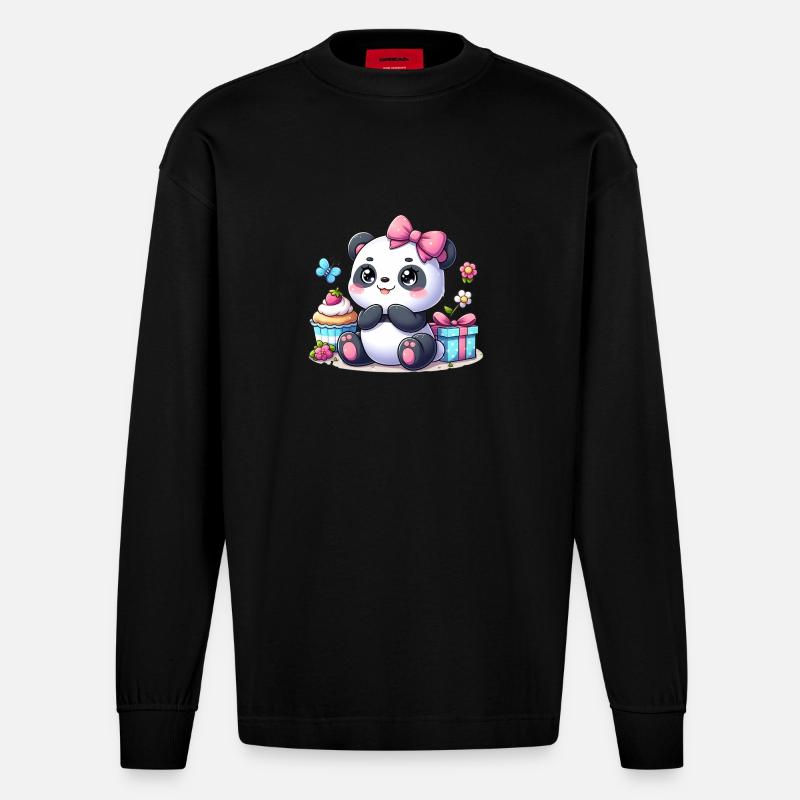 Panda 7 - Heavyweight Oversized Organic Langarmshirt Made in EU - SOLID BLACK