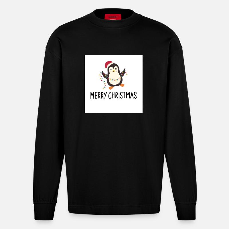 Weihnachten - Heavyweight Oversized Organic Langarmshirt Made in EU - SOLID BLACK
