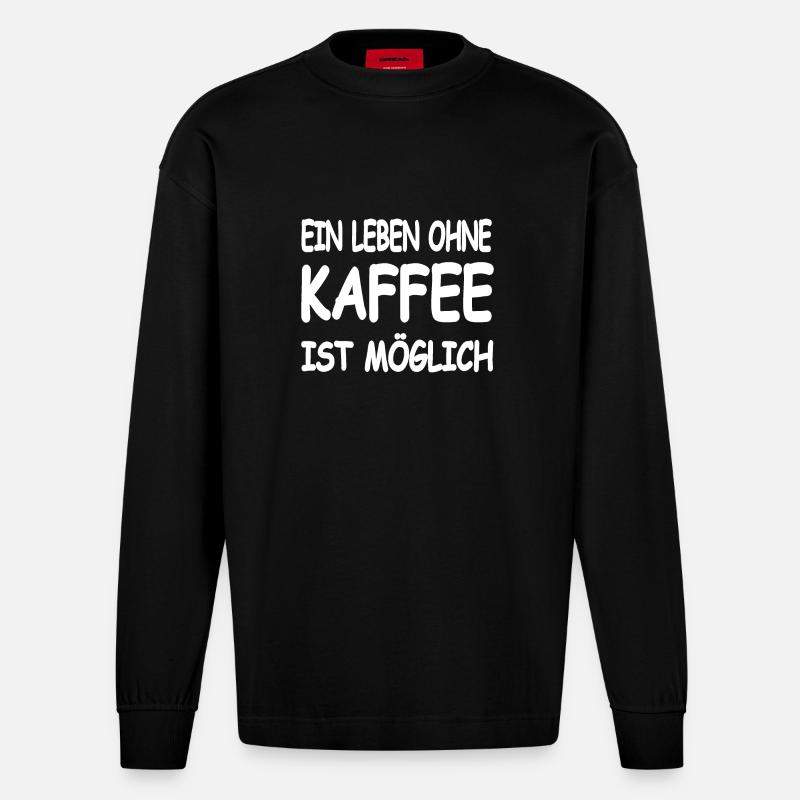 Kaffee - Heavyweight Oversized Organic Langarmshirt Made in EU - SOLID BLACK