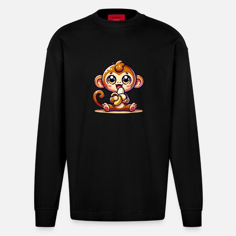 Affe Comic - Heavyweight Oversized Organic Langarmshirt Made in EU - SOLID BLACK