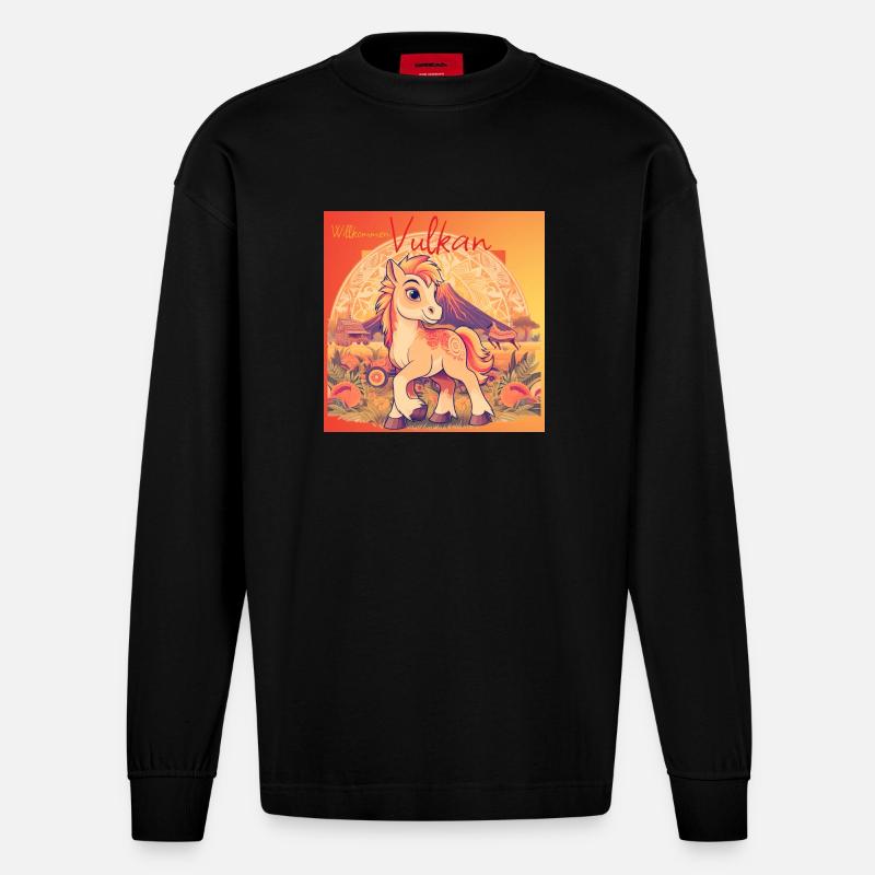 Vulkan ist da ! - Heavyweight Oversized Organic Langarmshirt Made in EU - SOLID BLACK