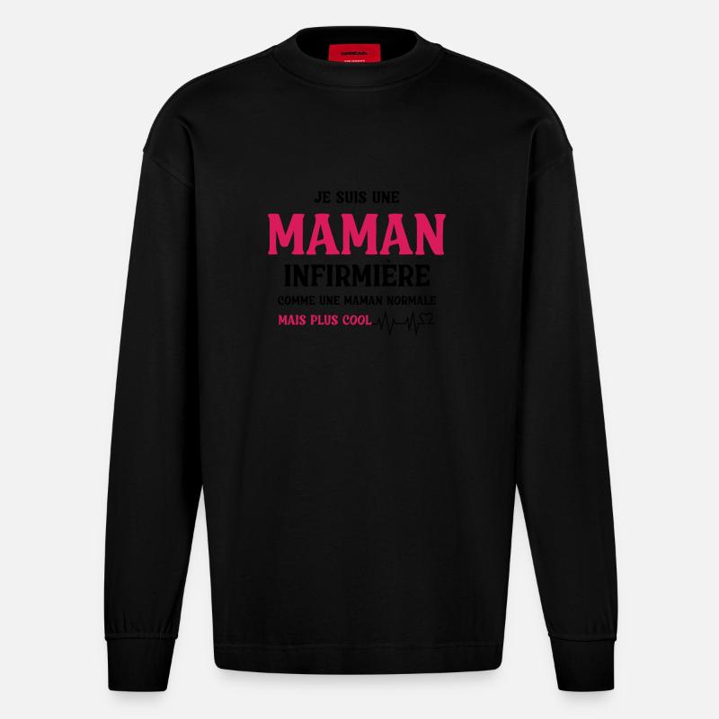 Ich bin eine Krankenschwester - Heavyweight Oversized Organic Langarmshirt Made in EU - SOLID BLACK