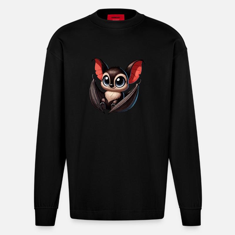 Bat young - Heavyweight Oversized Organic Longsleeve Shirt Made in EU - SOLID BLACK