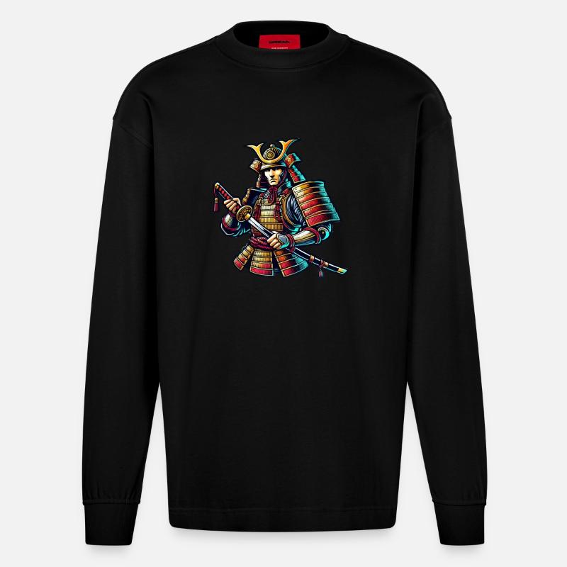 samurai - Heavyweight Oversized Organic Langarmshirt Made in EU - SOLID BLACK