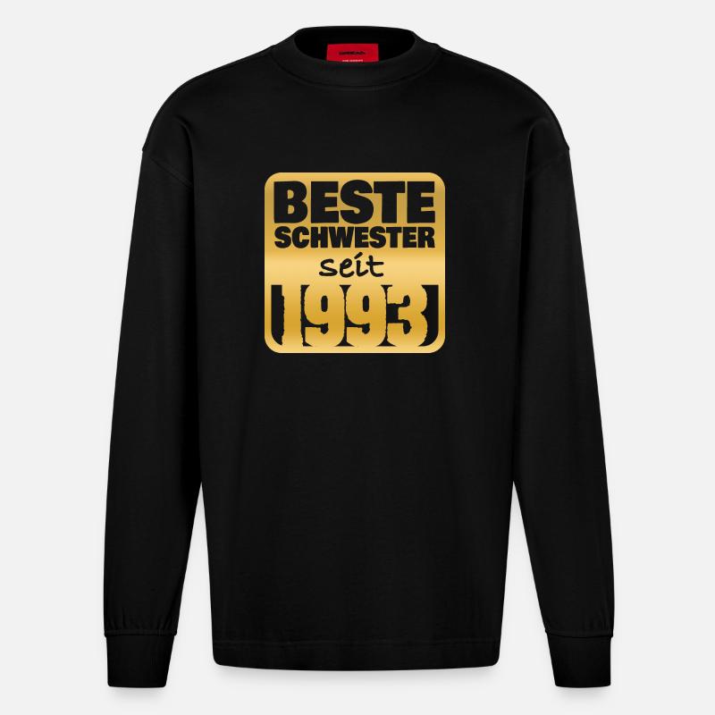 Schwester 1993 - Heavyweight Oversized Organic Langarmshirt Made in EU - SOLID BLACK