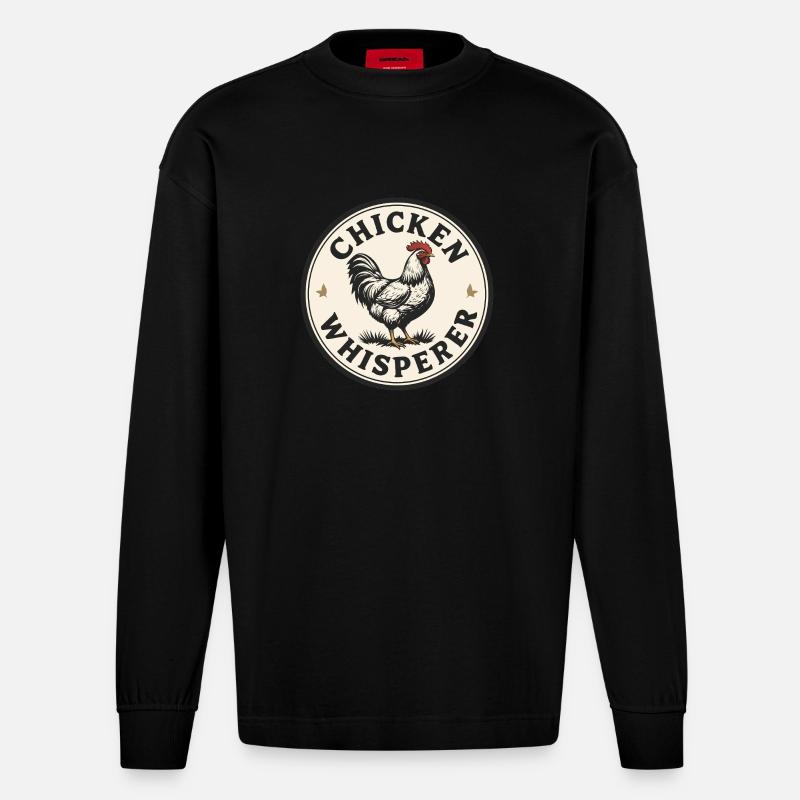 Hühnerflüsterer - chicken whisperer - Heavyweight Oversized Organic Langarmshirt Made in EU - SOLID BLACK