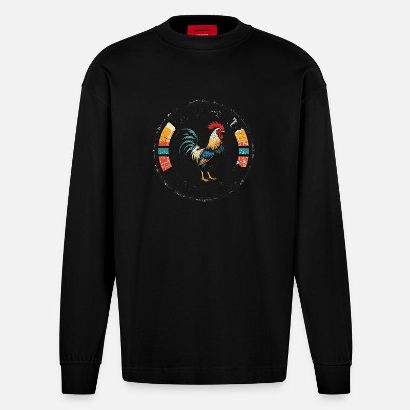 Hühnerflüsterer - chicken whisperer 090435 - Heavyweight Oversized Organic Langarmshirt Made in EU - SOLID BLACK
