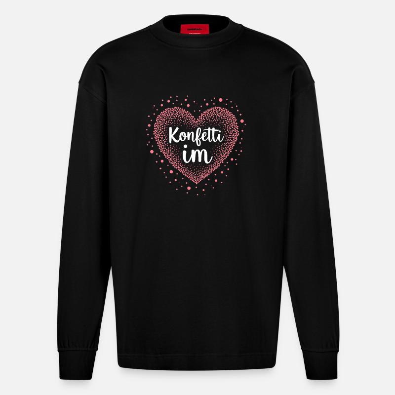 Konfetti im Herzen - Heavyweight Oversized Organic Langarmshirt Made in EU - SOLID BLACK