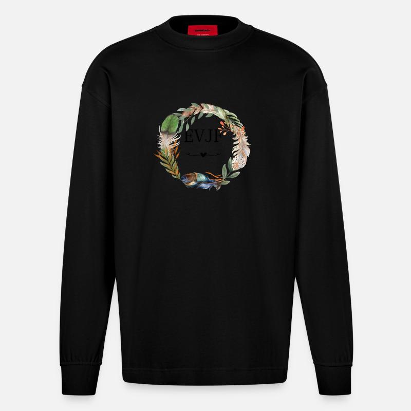 EVJF couronne fleurs boho - Manches longues bio épais oversize fabriqué en UE - SOLID BLACK